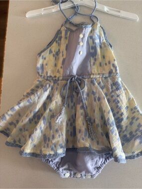 Well Dressed Wolf Yellow, Blue & Cream Tie-Dye Halter Romper